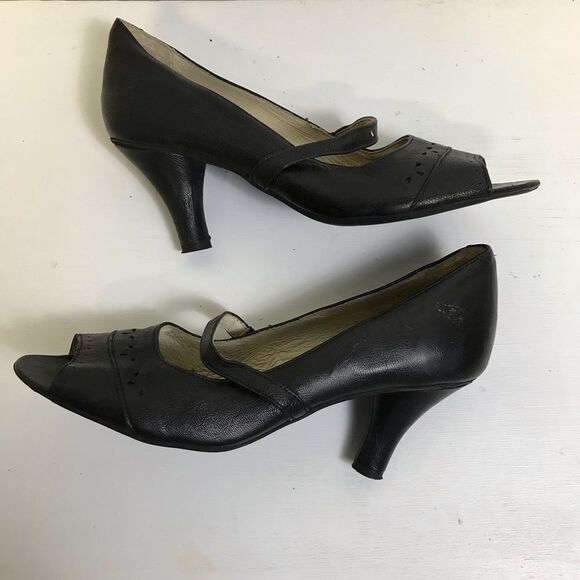 Fly London Black Leather Peep Toe 3” Heels size 41 (10/10.5) - Picture 5 of 15